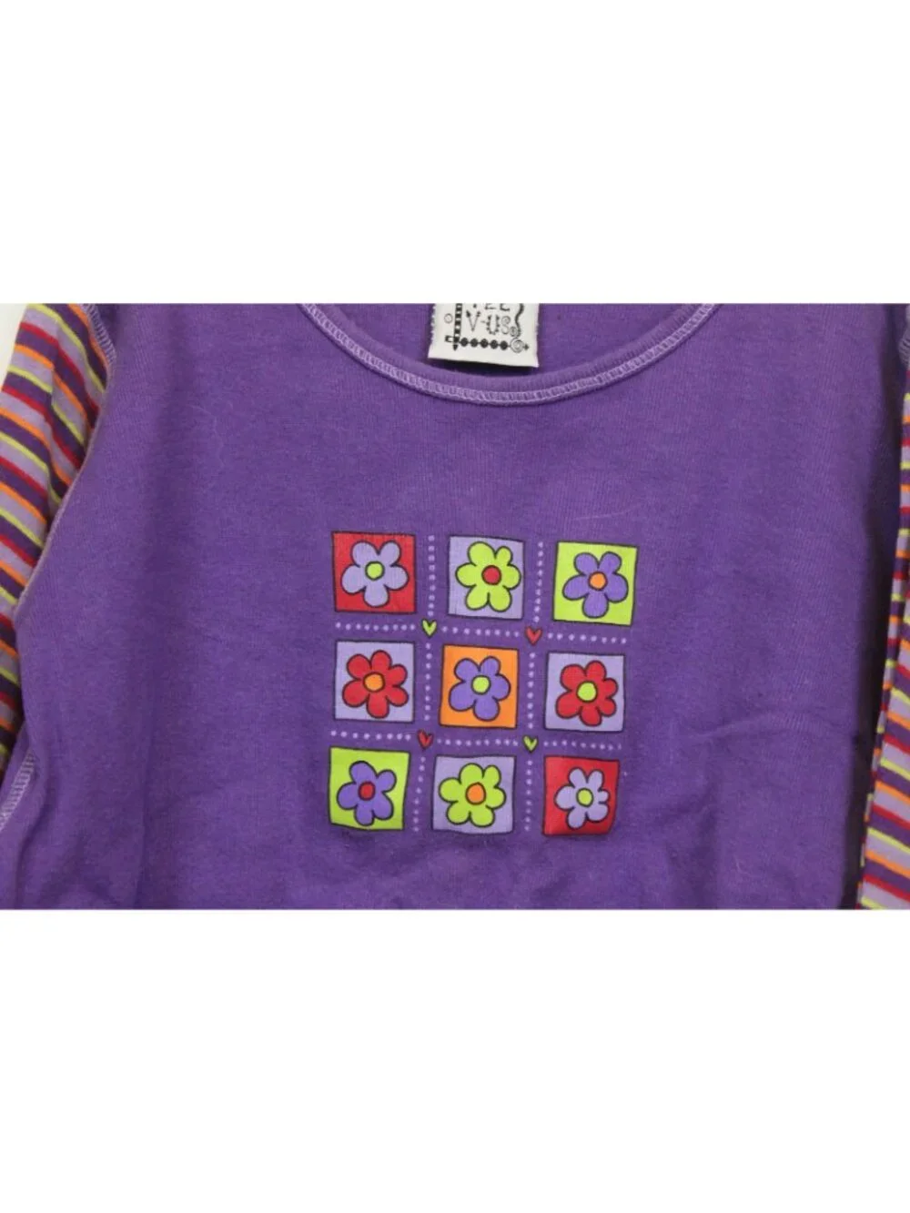 Mis Tee V-Us 2pc Outfit 6x/7 Purple Flower Y2K Hippie Boho Flower Velour Ruffle
